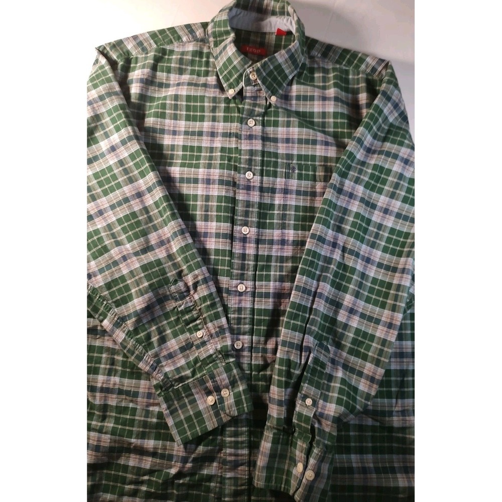 IZOD Men's Dress Shirt XL -Plaid- Excellent Condition